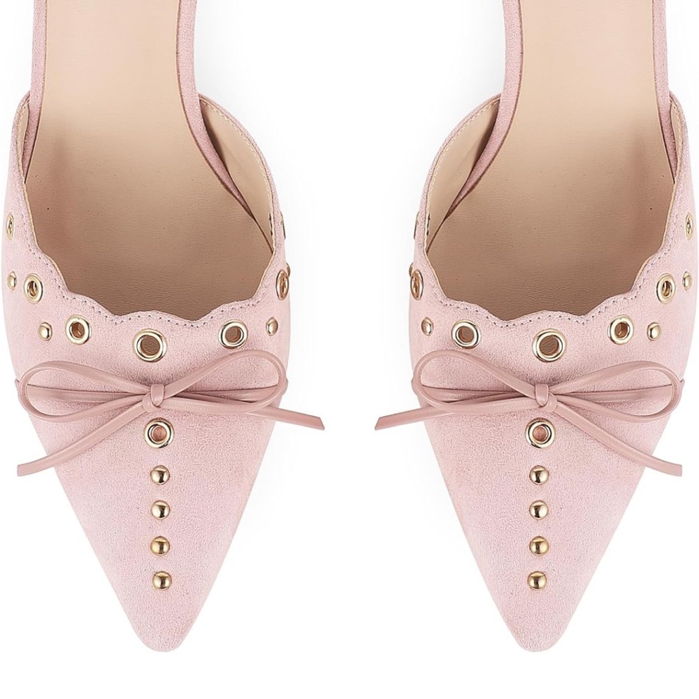 NEW IN BOX Pink Suede Pointy Toe Heeled Mules - Picture 3 of 10